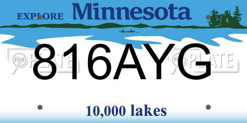 816AYG Minnesota License Plate