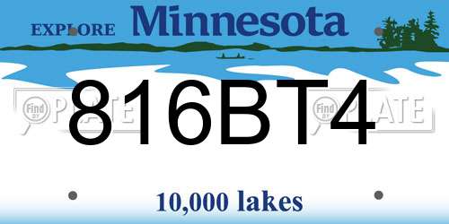 816BT4 Minnesota License Plate