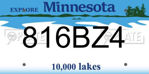 816BZ4 Minnesota License Plate