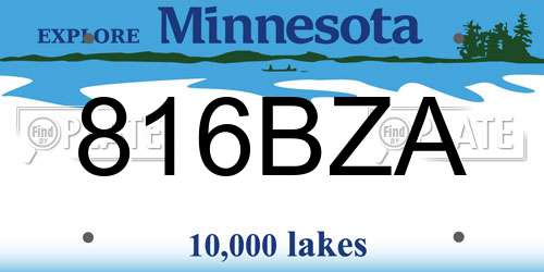 816BZA Minnesota License Plate