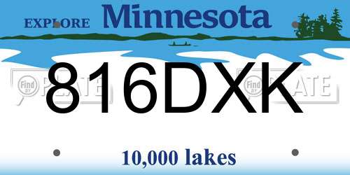 816DXK Minnesota License Plate