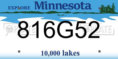 816G52 Minnesota License Plate