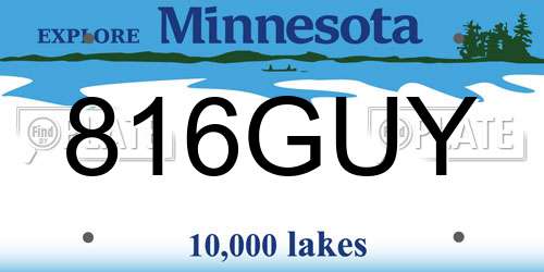 816GUY Minnesota License Plate