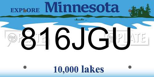 816JGU Minnesota License Plate