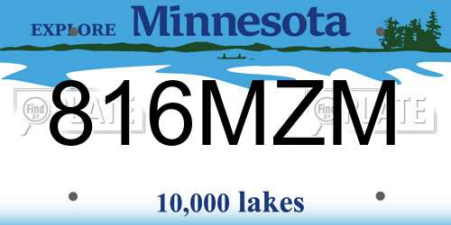 816MZM Minnesota License Plate
