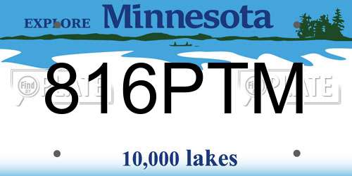 816PTM Minnesota License Plate