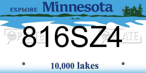 816SZ4 Minnesota License Plate