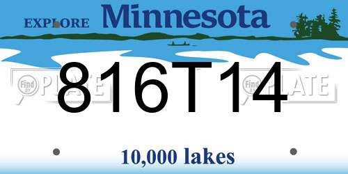 816T14 Minnesota License Plate