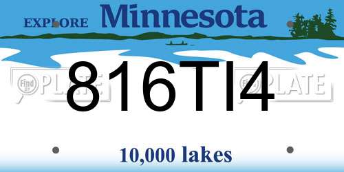 816TI4 Minnesota License Plate