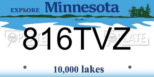 816TVZ Minnesota License Plate