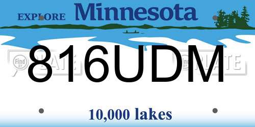 816UDM Minnesota License Plate