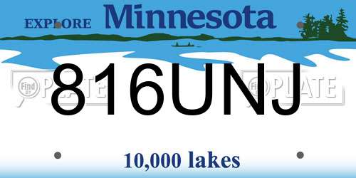 816UNJ Minnesota License Plate