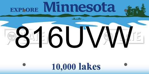 816UVW Minnesota License Plate