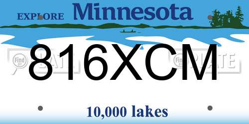 816XCM Minnesota License Plate