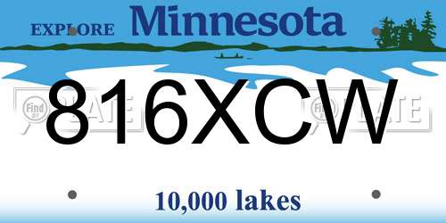 816XCW Minnesota License Plate