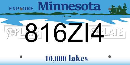 816ZI4 Minnesota License Plate