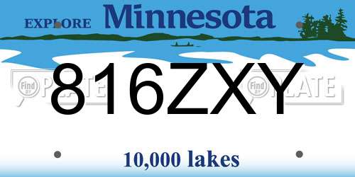 816ZXY Minnesota License Plate