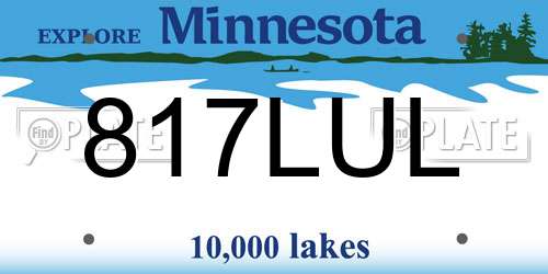 817LUL Minnesota License Plate
