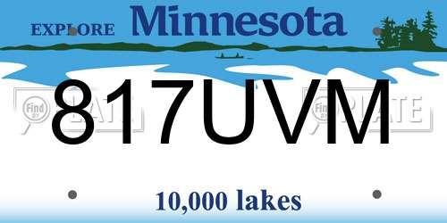 817UVM Minnesota License Plate
