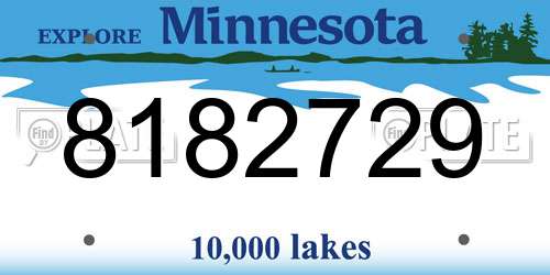 8182729 Minnesota License Plate
