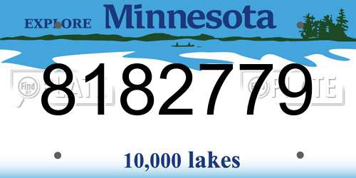 8182779 Minnesota License Plate