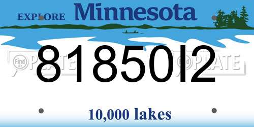 81850I2 Minnesota License Plate