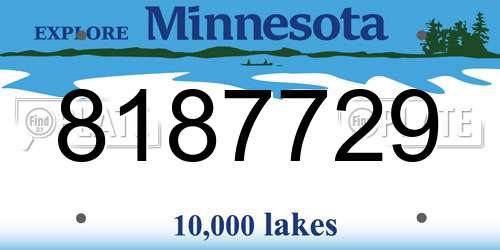 8187729 Minnesota License Plate