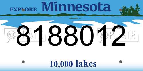 8188012 Minnesota License Plate