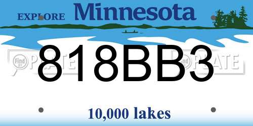 818BB3 Minnesota License Plate