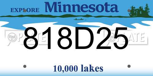 818D25 Minnesota License Plate