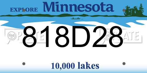 818D28 Minnesota License Plate