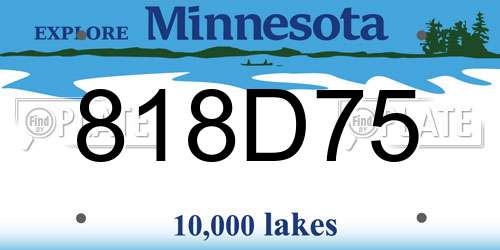 818D75 Minnesota License Plate