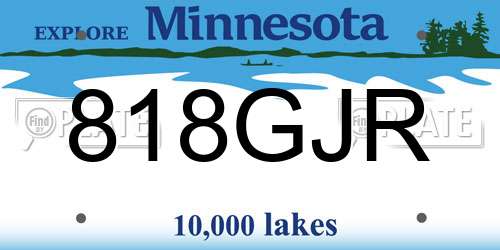 818GJR Minnesota License Plate
