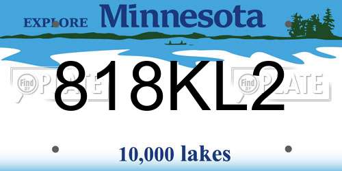 818KL2 Minnesota License Plate