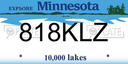 818KLZ Minnesota License Plate