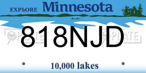 818NJD Minnesota License Plate
