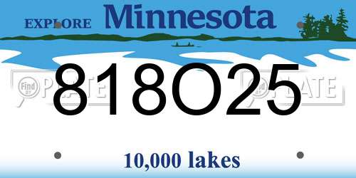 818O25 Minnesota License Plate