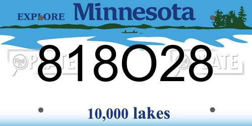 818O28 Minnesota License Plate