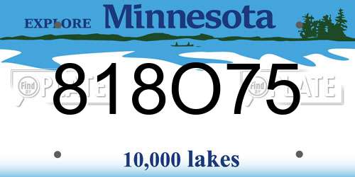 818O75 Minnesota License Plate