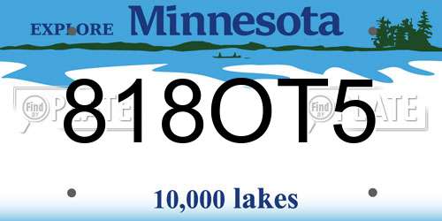 818OT5 Minnesota License Plate