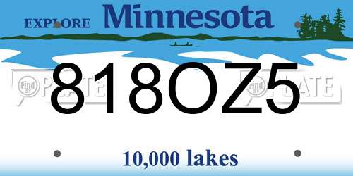818OZ5 Minnesota License Plate