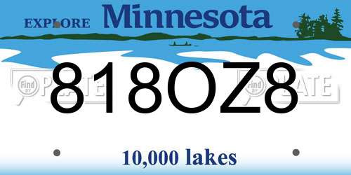 818OZ8 Minnesota License Plate