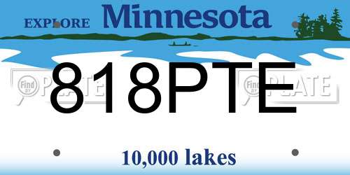 818PTE Minnesota License Plate