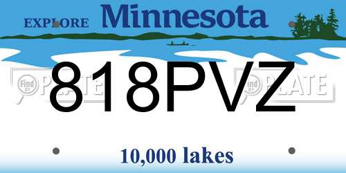 818PVZ Minnesota License Plate