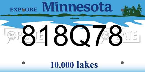 818Q78 Minnesota License Plate