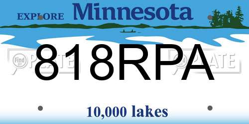 818RPA Minnesota License Plate