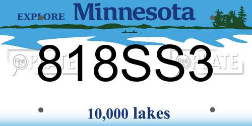 818SS3 Minnesota License Plate