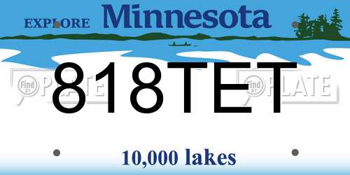 818TET Minnesota License Plate