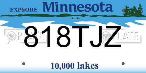 818TJZ Minnesota License Plate
