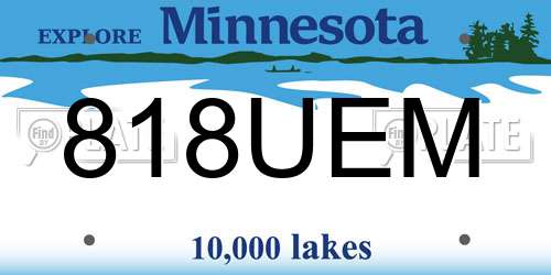 818UEM Minnesota License Plate